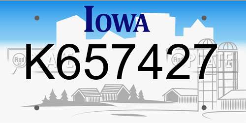 K657427 Iowa License Plate