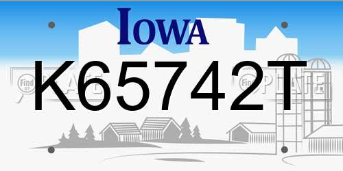 K65742T Iowa License Plate