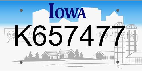 K657477 Iowa License Plate