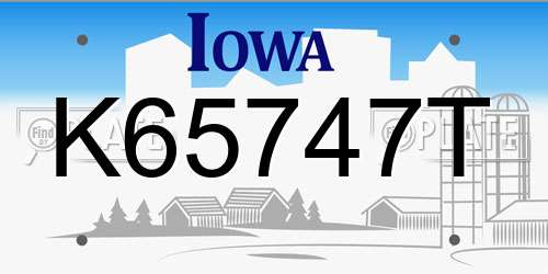 K65747T Iowa License Plate