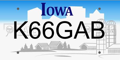 K66GAB Iowa License Plate