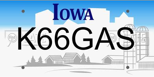 K66GAS Iowa License Plate