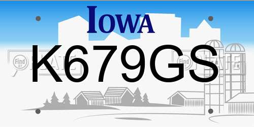 K679GS Iowa License Plate