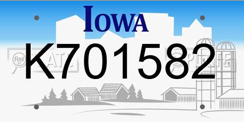 K701582 Iowa License Plate