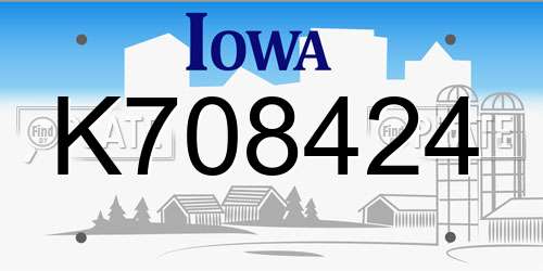 K708424 Iowa License Plate