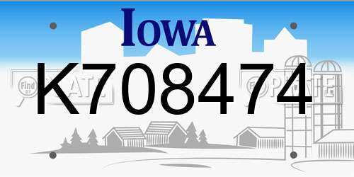 K708474 Iowa License Plate