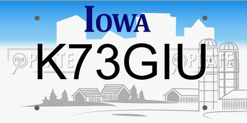 K73GIU Iowa License Plate