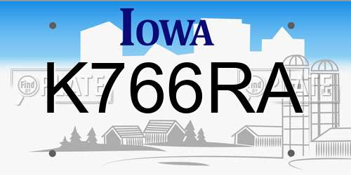 K766RA Iowa License Plate