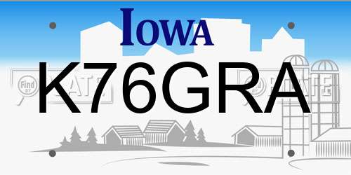 K76GRA Iowa License Plate