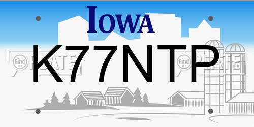 K77NTP Iowa License Plate