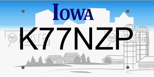 K77NZP Iowa License Plate