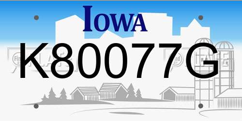 K80077G Iowa License Plate