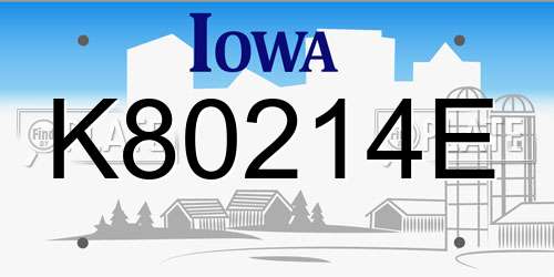 K80214E Iowa License Plate