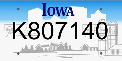 K807140 Iowa License Plate
