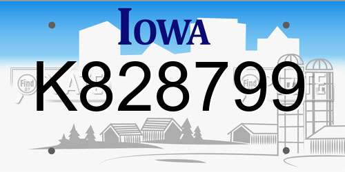 K828799 Iowa License Plate