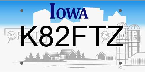 K82FTZ Iowa License Plate