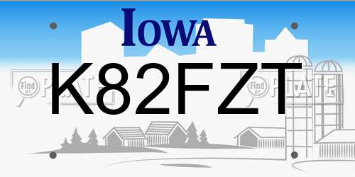 K82FZT Iowa License Plate