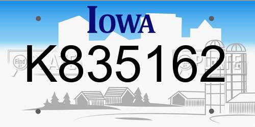 K835162 Iowa License Plate