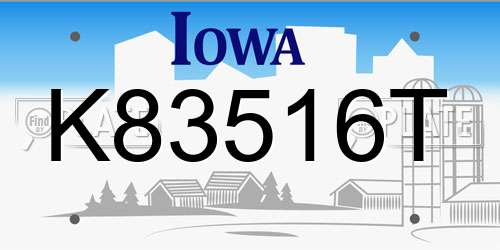 K83516T Iowa License Plate