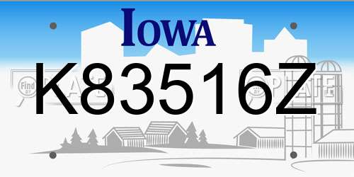 K83516Z Iowa License Plate