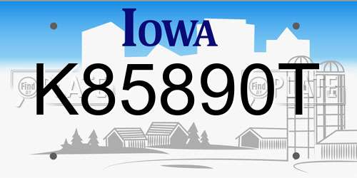 K85890T Iowa License Plate