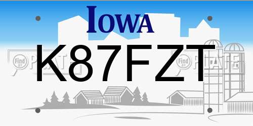 K87FZT Iowa License Plate