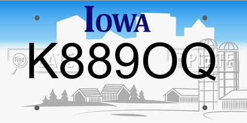 K889OQ Iowa License Plate