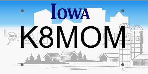 K8MOM Iowa License Plate