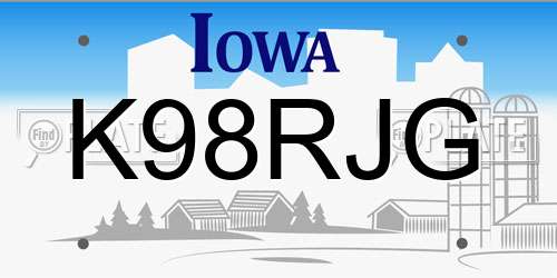 K98RJG Iowa License Plate