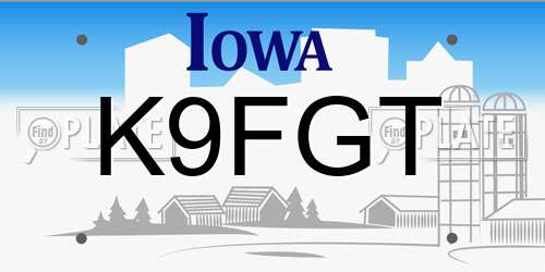 K9FGT Iowa License Plate