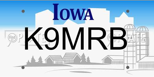 K9MRB Iowa License Plate