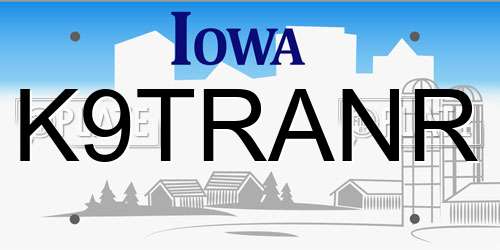 K9TRANR Iowa License Plate