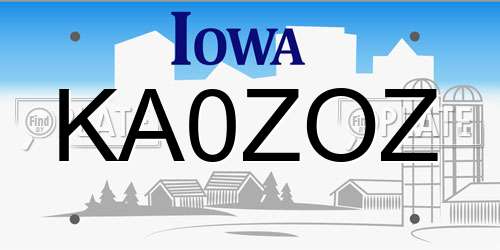 KA0ZOZ Iowa License Plate
