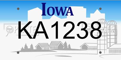 KA1238 Iowa License Plate