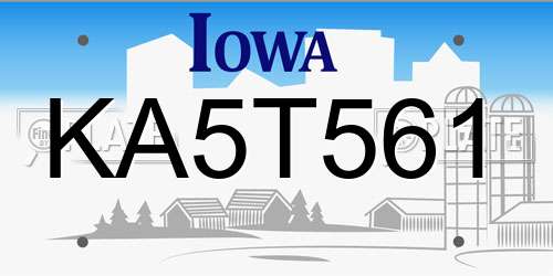 KA5T561 Iowa License Plate