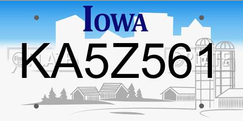 KA5Z561 Iowa License Plate