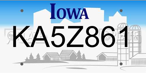 KA5Z861 Iowa License Plate