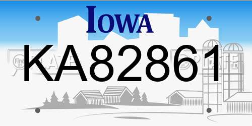 KA82861 Iowa License Plate