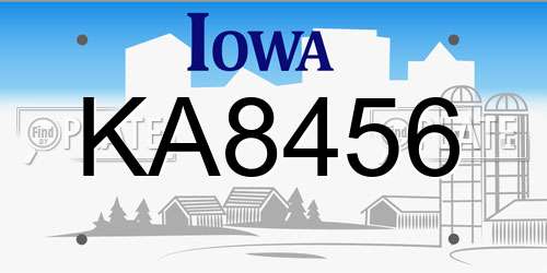 KA8456 Iowa License Plate