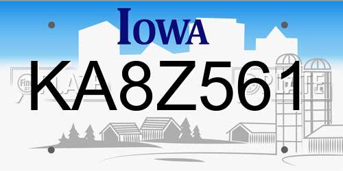 KA8Z561 Iowa License Plate