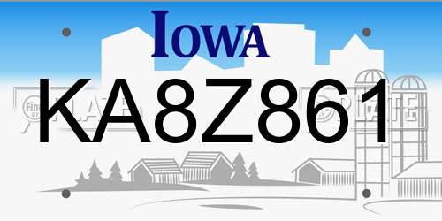 KA8Z861 Iowa License Plate
