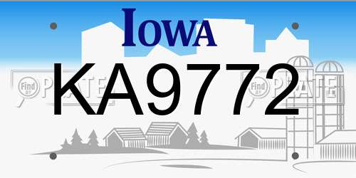 KA9772 Iowa License Plate