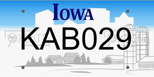 KAB029 Iowa License Plate