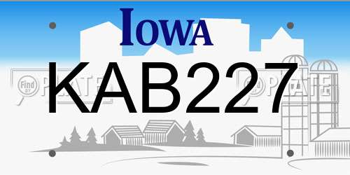 KAB227 Iowa License Plate