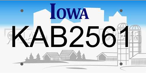 KAB2561 Iowa License Plate