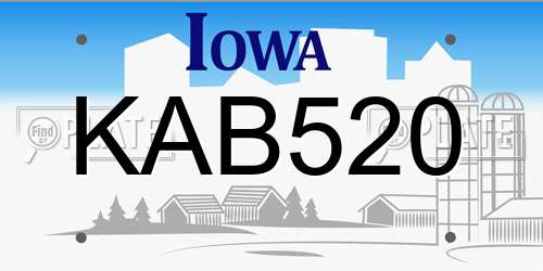 KAB520 Iowa License Plate