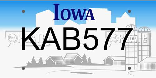 KAB577 Iowa License Plate