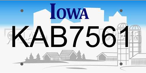 KAB7561 Iowa License Plate