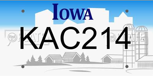 KAC214 Iowa License Plate