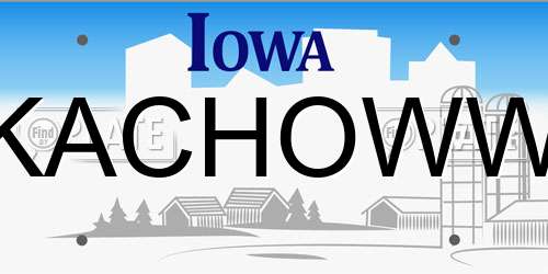 KACHOWW Iowa License Plate